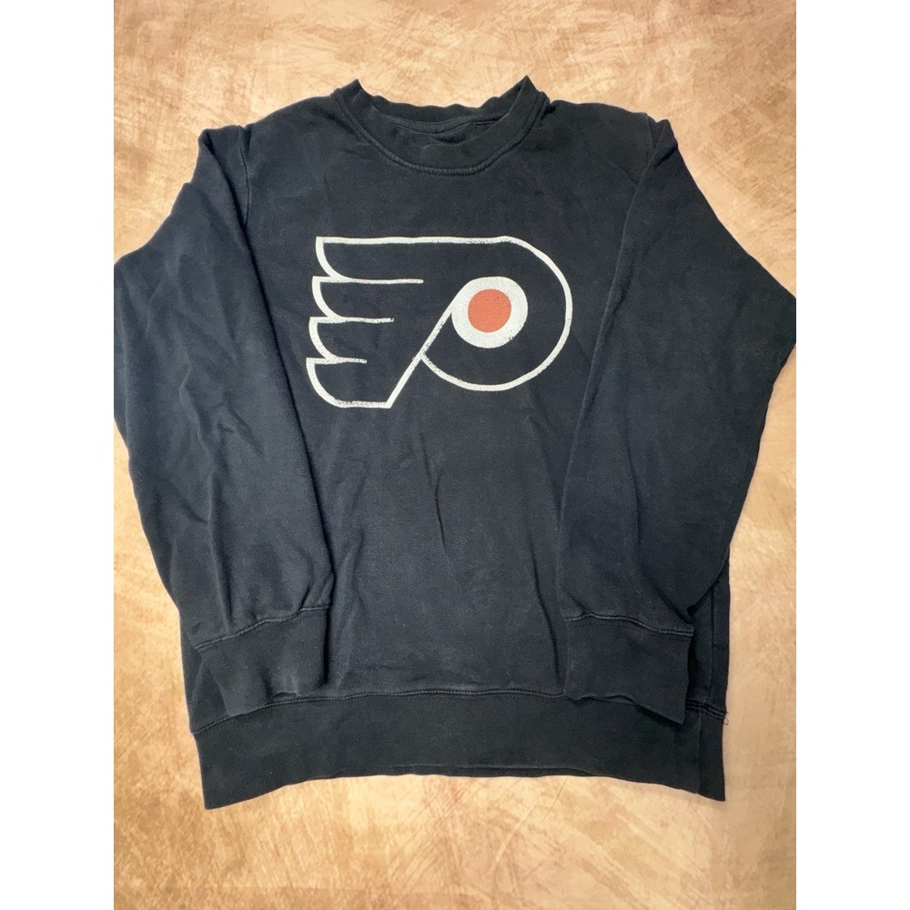 NHL Philadelphia Flyers Mens Medium Black Pullover Crewneck Sweatshirt Fanatics